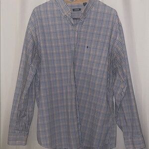 IZOD Men's Blue and White Checkered Shirt